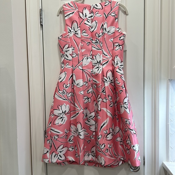 Jessica Howard Peach Abstract Floral Pleated Office All Occasion Dress sz. 6 - Picture 6 of 14